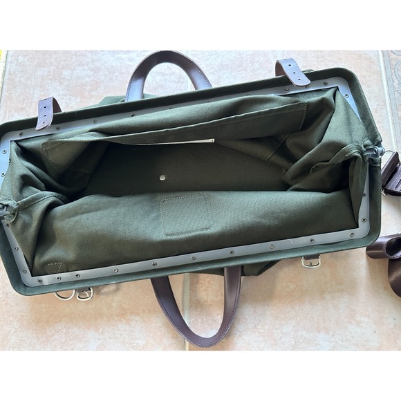 Line of Trade Dark Green‎ Canvas Leather Trim Travel Tote Bag Shoulder Strap - Picture 2 of 11